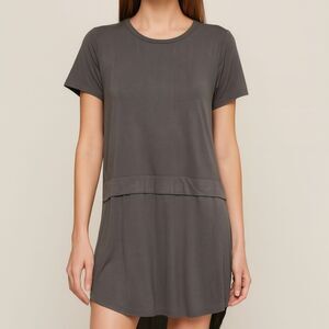 NWT Michael Lauren Classic Rayon Jersey Knit Short Sleeve T-Shirt Dress Grey XS